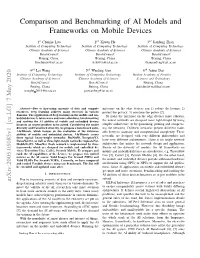 Comparison and Benchmarking of AI Models and Frameworks on Mobile Devices