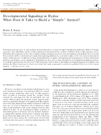 Developmental Signaling in Hydra: What Does It Take to Build a “Simple” Animal?