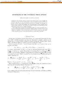 EXTENSIONS of the UNIVERSAL THETA DIVISOR 1. Introduction in This Paper We Describe How the Theta Divisor of a Compactified Univ