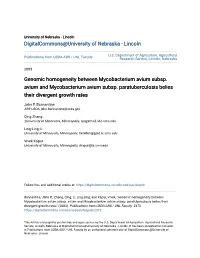 Genomic Homogeneity Between Mycobacterium Avium Subsp. Avium and Mycobacterium Avium Subsp