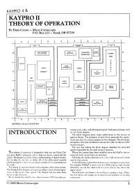 KAYPRO II THEORY of OPERATION by Dana Cotant Micro Cornucopia P.O
