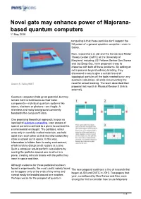 Novel Gate May Enhance Power of Majorana-Based Quantum Computers