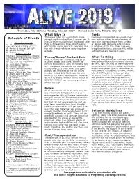 Schedule of Events Student up Through College & Career Age