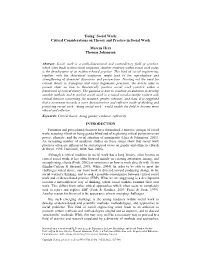 Social Work: Critical Considerations on Theory and Practice in Social Work