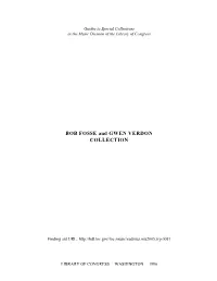 Bob Fosse and Gwen Verdon Collection [Finding Aid]