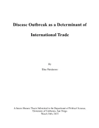 Disease Outbreak As a Determinant of International Trade