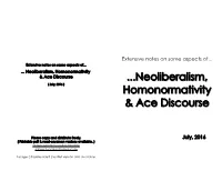 Neoliberalism, Homonormativity & Ace Discourse