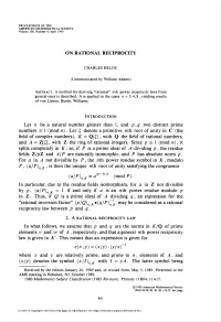 On Rational Reciprocity