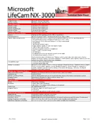 Version Information Product Version Microsoft® Lifecam™ NX-3000