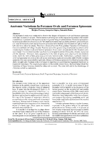 Anatomic Variations in Foramen Ovale and Foramen Spinosum