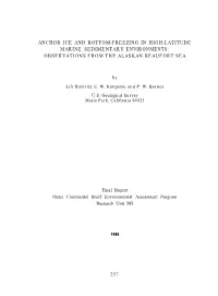 Anchor Ice and Bottom-Freezing in High-Latitude Marine Sedimentary Environments: Observations from the Alaskan Beaufort Sea