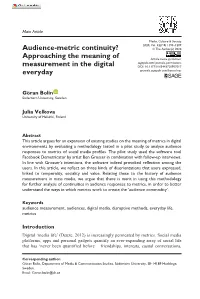Approaching the Meaning of Measurement in the Digital Everyday