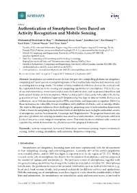 Authentication of Smartphone Users Based on Activity Recognition and Mobile Sensing