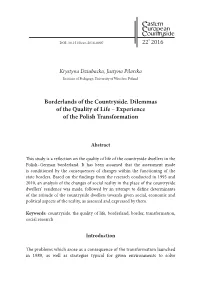 Borderlands of the Countryside. Dilemmas of the Quality of Life – Experience of the Polish Transformation