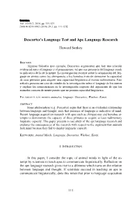 Descartes's Language Test and Ape Language Research