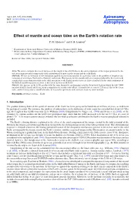 Effect of Mantle and Ocean Tides on the Earth’S Rotation Rate