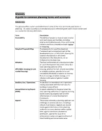 Glossary a Guide to Common Planning Terms and Acronyms