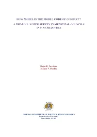 How Model Is the Model Code of Conduct? a Pre-Poll Voter Survey in Municipal Councils in Maharashtra