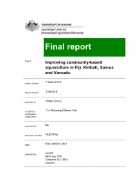Improving Community-Based Aquaculture in Fiji, Kiribati, Samoa and Vanuatu