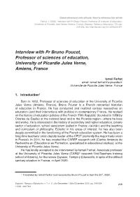Interview with Pr Bruno Poucet, Professor of Sciences of Education, University of Picardie Jules Verne, Amiens, France
