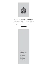Report of the Events Relating to Maher Arar Factual Background Volume Ii