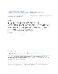 Testing the Independence Hypothesis of Accepted Mutations for Pairs Of