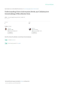 Understanding Users Information Needs and Collaborative Sensemaking of Microbiome Data