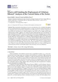 What Is Still Limiting the Deployment of Cellulosic Ethanol? Analysis of the Current Status of the Sector