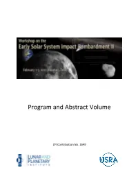 Workshop on the Early Solar System Impact Bombardment II