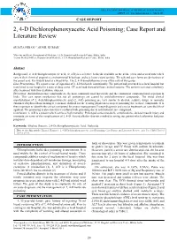 2, 4-D Dichlorophenoxyacetic Acid Poisoning; Case Report And