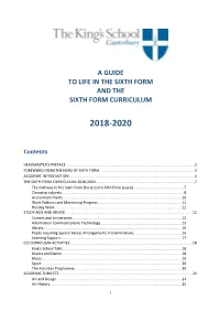 A Guide to Life in the Sixth Form and the Sixth Form Curriculum