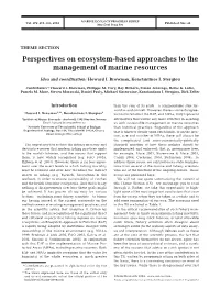 Perspectives on Ecosystem-Based Approaches to the Management of Marine Resources
