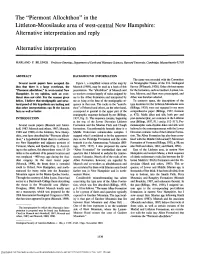 Piermont Allochthon" in the Littleton-Moosilauke Area of West-Central New Hampshire: Alternative Interpretation and Reply