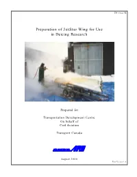 Preparation of Jetstar Wing for Use in Deicing Research