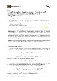 Some Incomplete Hypergeometric Functions and Incomplete Riemann-Liouville Fractional Integral Operators