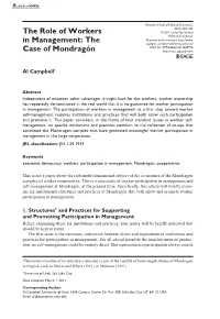 The Role of Workers in Management