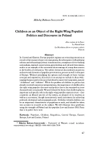 Children As an Object of the Right-Wing Populist Politics and Discourse in Poland