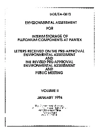 Environmental Assessment for Interim Storage Of