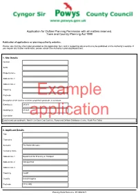 Example of a Draft Application for Planning Permission to Powys