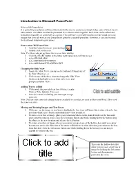 Introduction to Microsoft Powerpoint