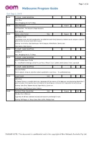 Melbourne Program Guide