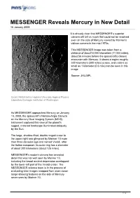 MESSENGER Reveals Mercury in New Detail 16 January 2008