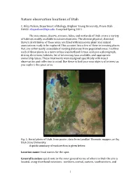 Nature Observation Locations of Utah