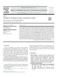 Prevalence of Obesity in India: a Systematic Review