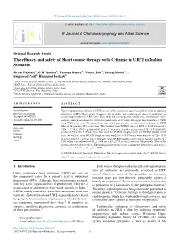 The Efficacy and Safety of Short Course Therapy with Cefixime in URTI In
