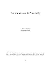 An Introduction to Philosophy