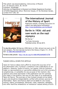 Berlin in 1936: Old and New Work on the Nazi Olympics Bill Murray a a La Trobe University Published Online: 08 Jun 2010