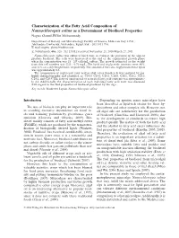 Characterization of the Fatty Acid Composition of Nannochloropsis