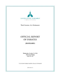 Official Report of Debates (Hansard)