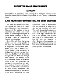 ON the TEN MAJOR RELATIONSHIPS Excerpt from A